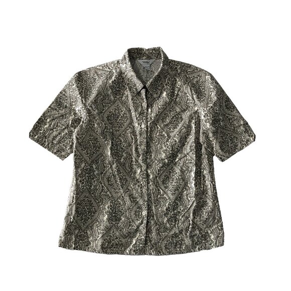 Northern Reflections Womens S/P Paisley Floral Cotton Button Down Shirt Top - Picture 1 of 7